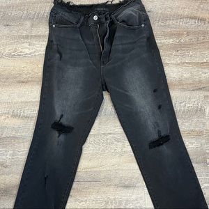 Risen High Rise Frayed Edge Jeans